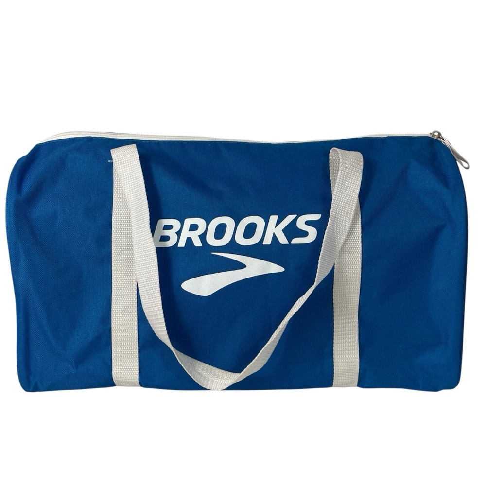 Vintage Brooks Running Shoes Blue & White Zippered Lightweight Mini Duffle Bag